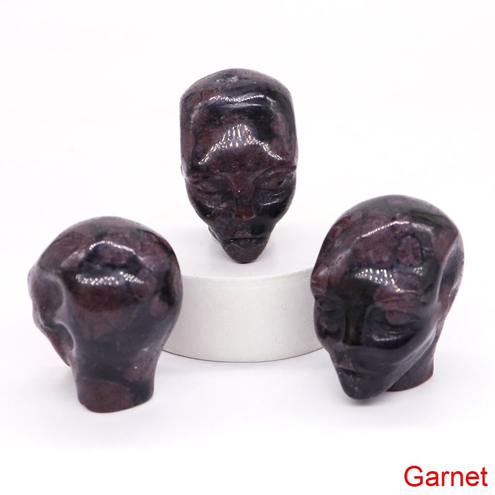 Cartoon Anime Kawaii Avatar Elf Skull Figures Natural Crystals and Stone Alien Statue Home Decor Halloween Gift For Kids acacuss