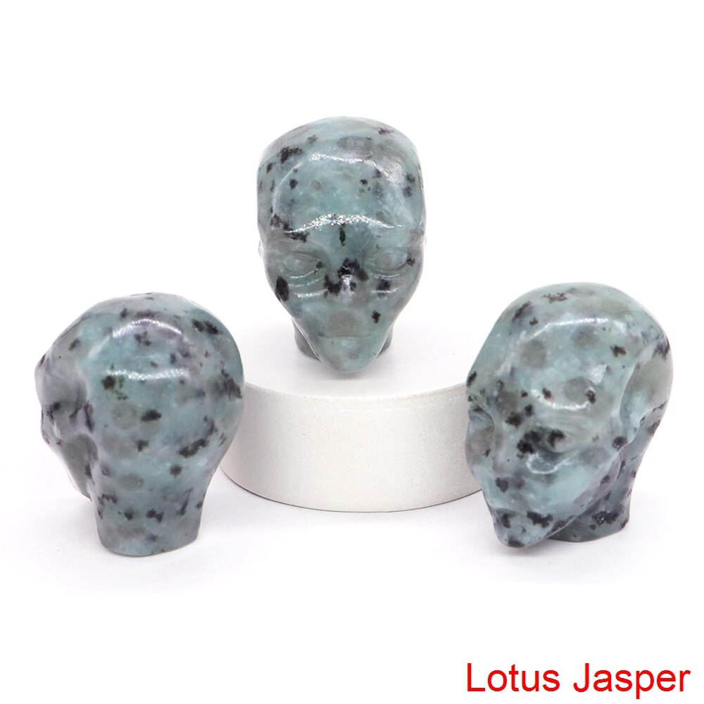 Cartoon Anime Kawaii Avatar Elf Skull Figures Natural Crystals and Stone Alien Statue Home Decor Halloween Gift For Kids acacuss