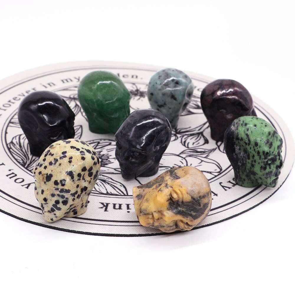 Cartoon Anime Kawaii Avatar Elf Skull Figures Natural Crystals and Stone Alien Statue Home Decor Halloween Gift For Kids acacuss