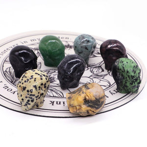 Cartoon Anime Kawaii Avatar Elf Skull Figures Natural Crystals and Stone Alien Statue Home Decor Halloween Gift For Kids acacuss