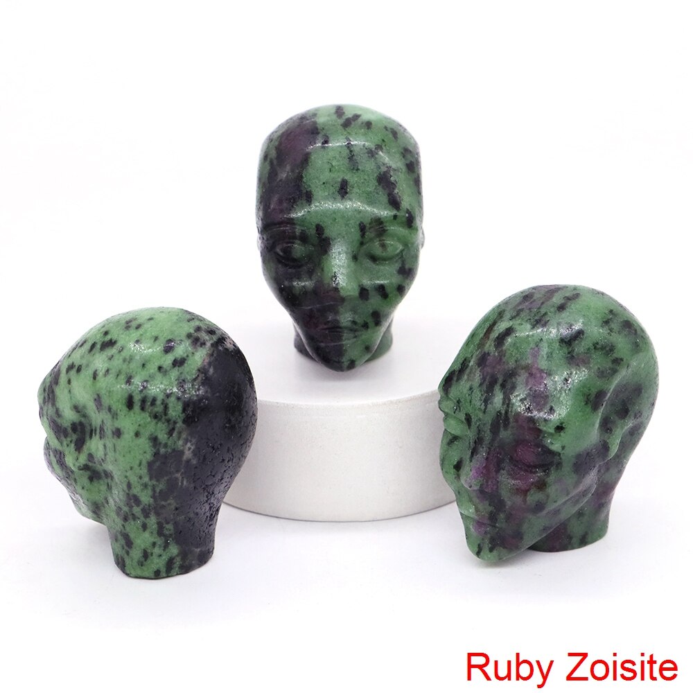 Cartoon Anime Kawaii Avatar Elf Skull Figures Natural Crystals and Stone Alien Statue Home Decor Halloween Gift For Kids acacuss