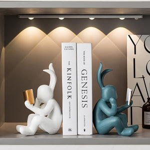 Cartoon Creative Reading Rabbit Ornament Home Decoration Living Room Bedroom Desktop Fashion Series Resin Model Statue Gift acacuss