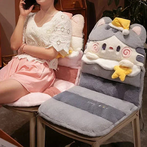 Cartoon Cuddle Cat Chair Cushion Back One Triple Non-slip Thickened Soft Office Chair Cushion Dormitory Sitting Floor Cushion acacuss