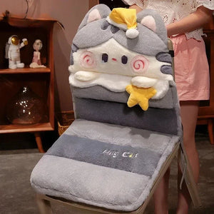 Cartoon Cuddle Cat Chair Cushion Back One Triple Non-slip Thickened Soft Office Chair Cushion Dormitory Sitting Floor Cushion acacuss