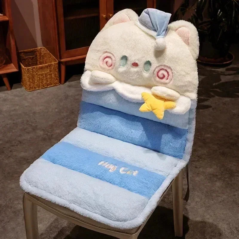 Cartoon Cuddle Cat Chair Cushion Back One Triple Non-slip Thickened Soft Office Chair Cushion Dormitory Sitting Floor Cushion acacuss