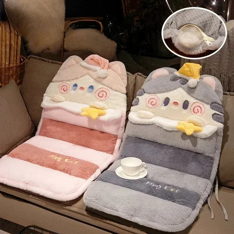 Cartoon Cuddle Cat Chair Cushion Back One Triple Non-slip Thickened Soft Office Chair Cushion Dormitory Sitting Floor Cushion acacuss