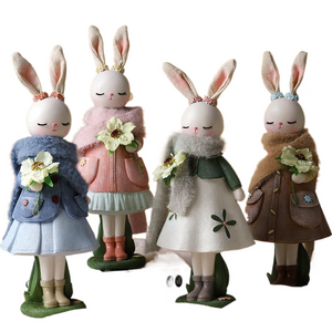 Cartoon Cute Rabbit Home Table Resin Ornaments Bunny Easter Party Happy Easter Day Decor 2023 Kids HGril Rabbit Party Gift Favor acacuss