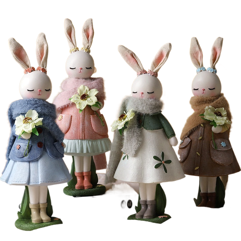 Cartoon Cute Rabbit Home Table Resin Ornaments Bunny Easter Party Happy Easter Day Decor 2023 Kids HGril Rabbit Party Gift Favor acacuss