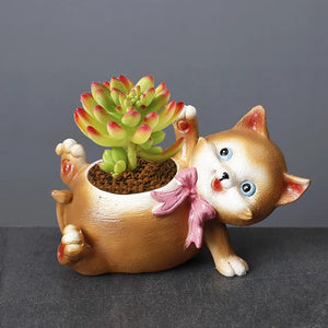 Cartoon Flower Pot Cute Cat Succulent Plant Pots Vase Animal Resin Pots Planters for Indoor Plants FlowerPot Home Decoration acacuss