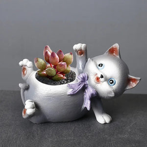 Cartoon Flower Pot Cute Cat Succulent Plant Pots Vase Animal Resin Pots Planters for Indoor Plants FlowerPot Home Decoration acacuss