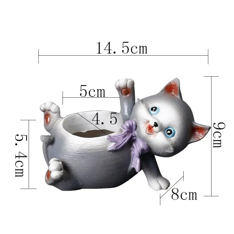 Cartoon Flower Pot Cute Cat Succulent Plant Pots Vase Animal Resin Pots Planters for Indoor Plants FlowerPot Home Decoration acacuss