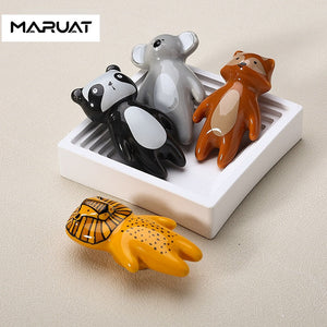 Cartoon Furniture Handles Animal Drawer Knob Ceramic Drawer Knobs Handles for Cabinets and Drawer Lion Panda Fox Children Handle acacuss