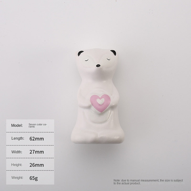 Cartoon Furniture Handles Animal Drawer Knob Ceramic Drawer Knobs Handles for Cabinets and Drawer Lion Panda Fox Children Handle acacuss