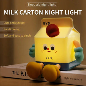 Cartoon LED Nightlights Milk Box Touch Sensor Timing Night Light USB Rechargeable Silicone For Children Bedroom Decoration acacuss