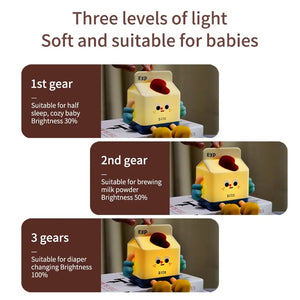 Cartoon LED Nightlights Milk Box Touch Sensor Timing Night Light USB Rechargeable Silicone For Children Bedroom Decoration acacuss