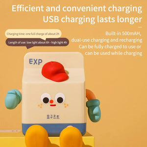 Cartoon LED Nightlights Milk Box Touch Sensor Timing Night Light USB Rechargeable Silicone For Children Bedroom Decoration acacuss