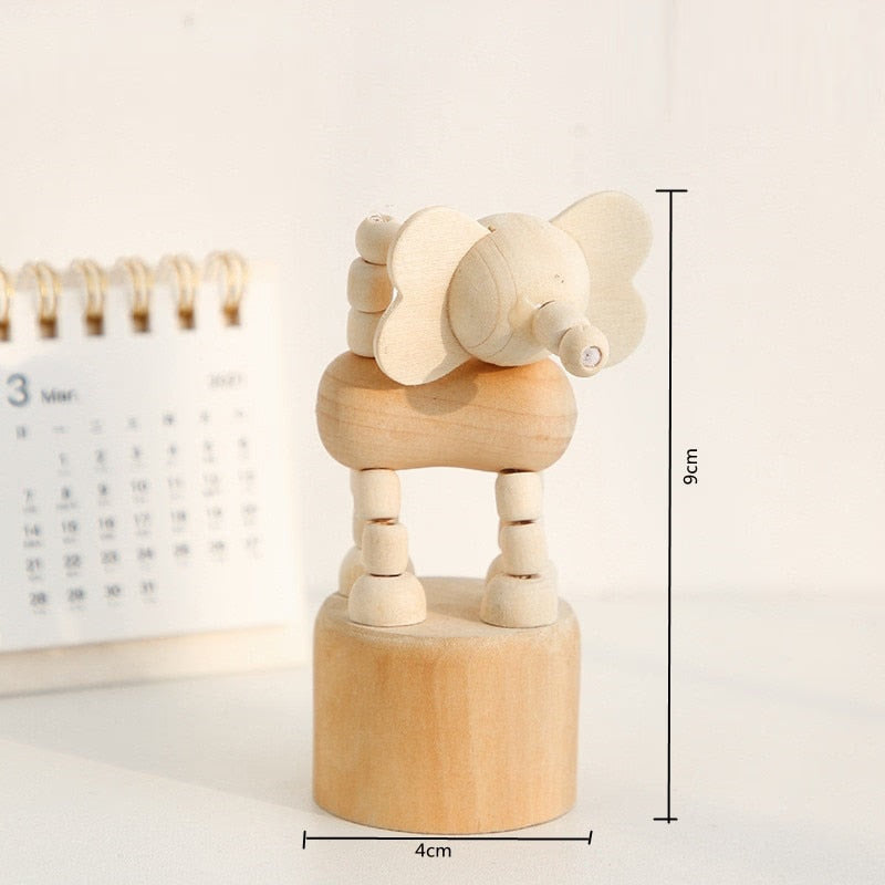 Cartoon wooden artwork movable puppet desktop figurine Ornaments clown horse giraffe dog statue crafts toy gifts home decoration acacuss