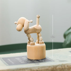 Cartoon wooden artwork movable puppet desktop figurine Ornaments clown horse giraffe dog statue crafts toy gifts home decoration acacuss