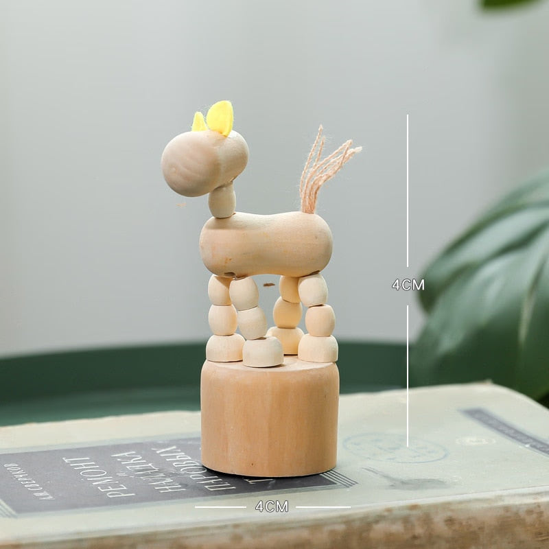 Cartoon wooden artwork movable puppet desktop figurine Ornaments clown horse giraffe dog statue crafts toy gifts home decoration acacuss