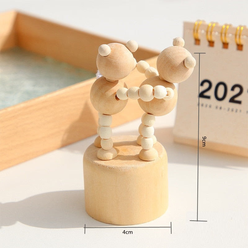 Cartoon wooden artwork movable puppet desktop figurine Ornaments clown horse giraffe dog statue crafts toy gifts home decoration acacuss