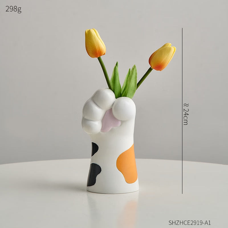 Cat Claw Design Vase Aesthetic Room Decoration Home Flower Pot Modern Table Decorative Vases Creative Bookshelf Ornaments Cute acacuss