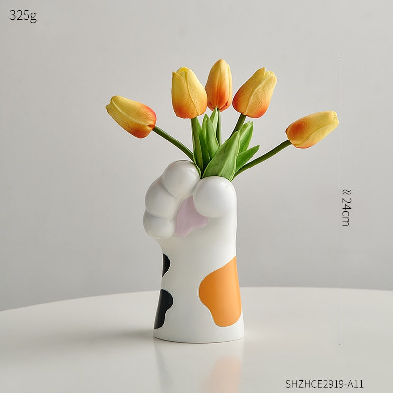 Cat Claw Design Vase Aesthetic Room Decoration Home Flower Pot Modern Table Decorative Vases Creative Bookshelf Ornaments Cute acacuss