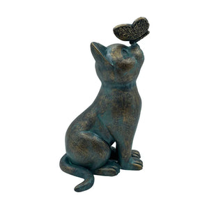 Cat Decor Outdoor Statues for Garden Outdoor Resin Animal Sculpture Cat With Butterfly Decorative Garden Supplies acacuss