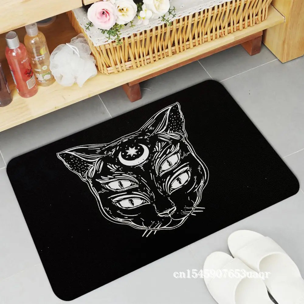Cat Mysterious Divination Witchcraft Door Mat Rectangle Anti-slip Home Badmat Front Door Indoor Outdoor Mat Doormat Area Rug acacuss