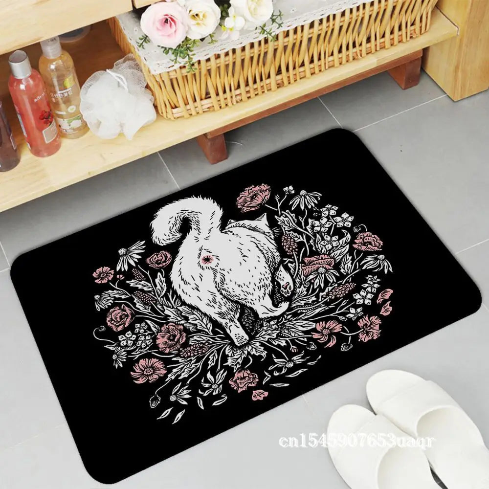 Cat Mysterious Divination Witchcraft Door Mat Rectangle Anti-slip Home Badmat Front Door Indoor Outdoor Mat Doormat Area Rug acacuss