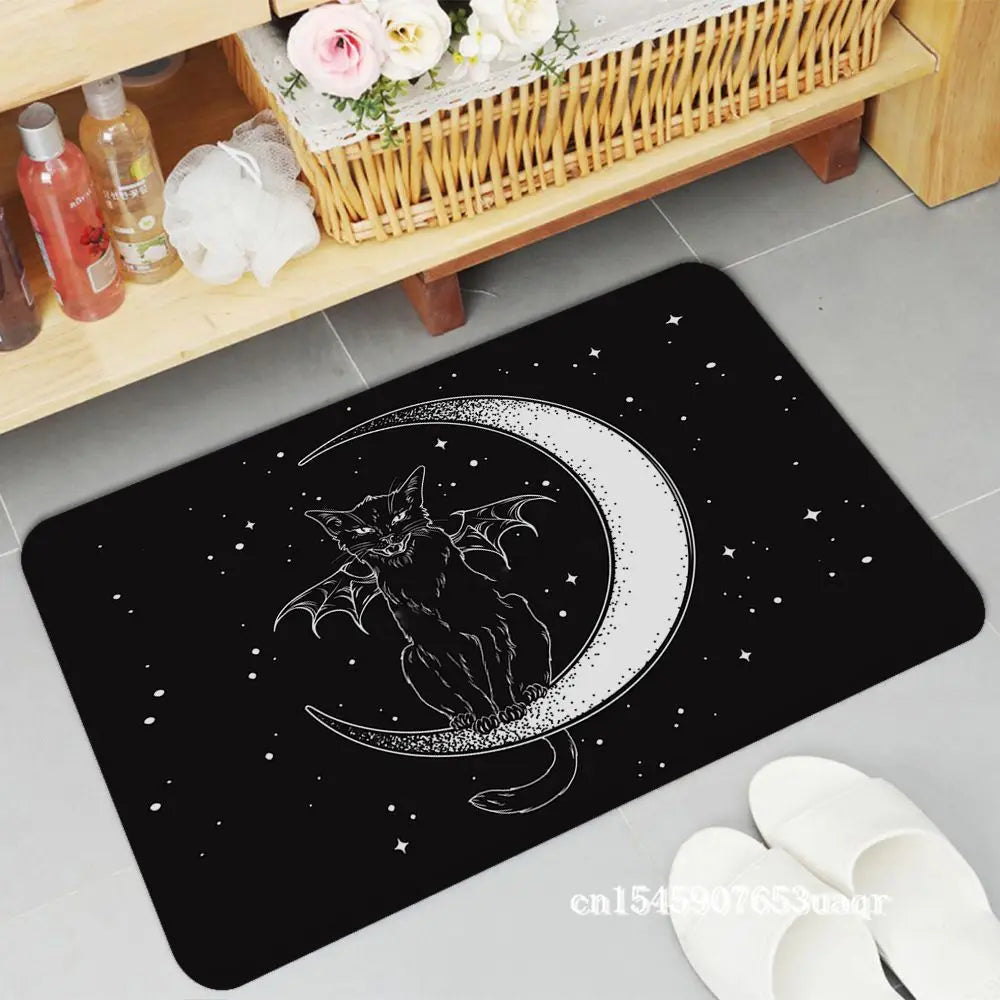 Cat Mysterious Divination Witchcraft Door Mat Rectangle Anti-slip Home Badmat Front Door Indoor Outdoor Mat Doormat Area Rug acacuss