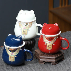 Cat mug Ceramic  I Cute Cat Tea Mug Lid acacuss