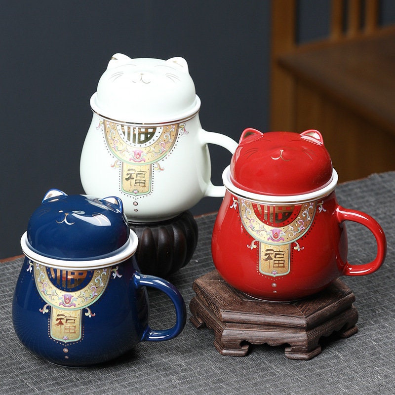 Cat mug Ceramic  I Cute Cat Tea Mug Lid acacuss