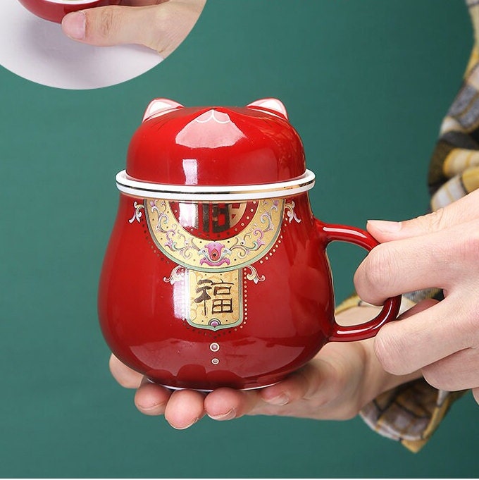 Cat mug Ceramic  I Cute Cat Tea Mug Lid acacuss