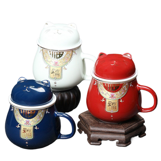 Cat mug Ceramic  I Cute Cat Tea Mug Lid acacuss