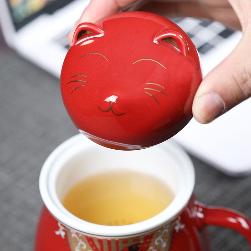 Cat mug Ceramic  I Cute Cat Tea Mug Lid acacuss