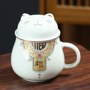 Cat mug Ceramic  I Cute Cat Tea Mug Lid acacuss