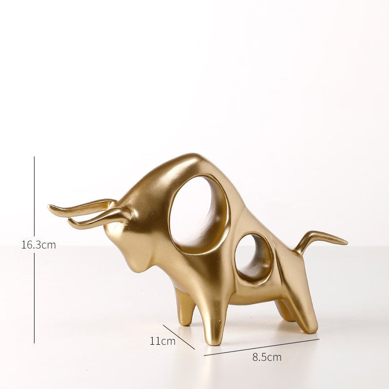 Cattle Statue Ox Home Decor Living Room Bull Sculpture Wine TV Cabinet Ornament Crafts Abstract Animal Figurine acacuss