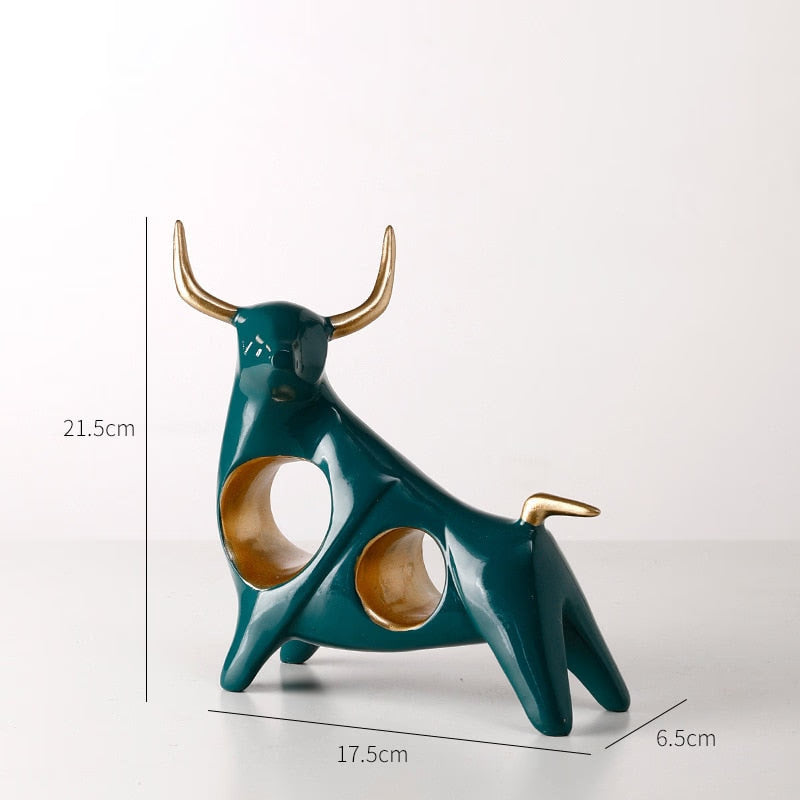 Cattle Statue Ox Home Decor Living Room Bull Sculpture Wine TV Cabinet Ornament Crafts Abstract Animal Figurine acacuss