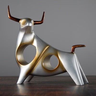 Cattle Statue Ox Home Decor Living Room Bull Sculpture Wine TV Cabinet Ornament Crafts Abstract Animal Figurine acacuss