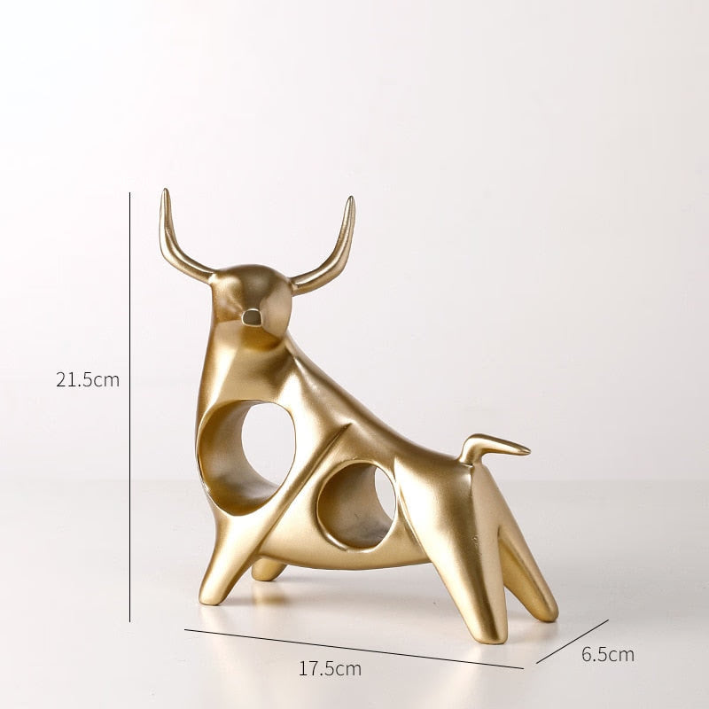 Cattle Statue Ox Home Decor Living Room Bull Sculpture Wine TV Cabinet Ornament Crafts Abstract Animal Figurine acacuss
