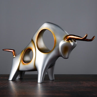 Cattle Statue Ox Home Decor Living Room Bull Sculpture Wine TV Cabinet Ornament Crafts Abstract Animal Figurine acacuss