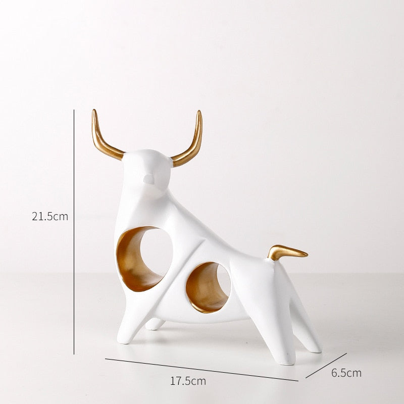 Cattle Statue Ox Home Decor Living Room Bull Sculpture Wine TV Cabinet Ornament Crafts Abstract Animal Figurine acacuss