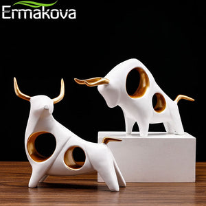 Cattle Statue Ox Home Decor Living Room Bull Sculpture Wine TV Cabinet Ornament Crafts Abstract Animal Figurine acacuss
