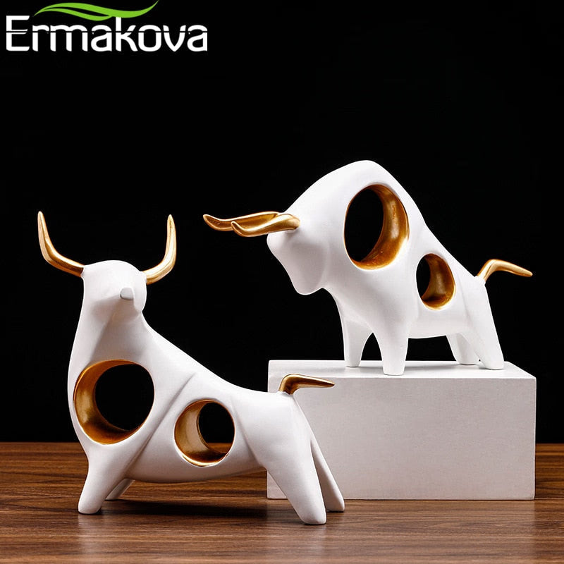 Cattle Statue Ox Home Decor Living Room Bull Sculpture Wine TV Cabinet Ornament Crafts Abstract Animal Figurine acacuss