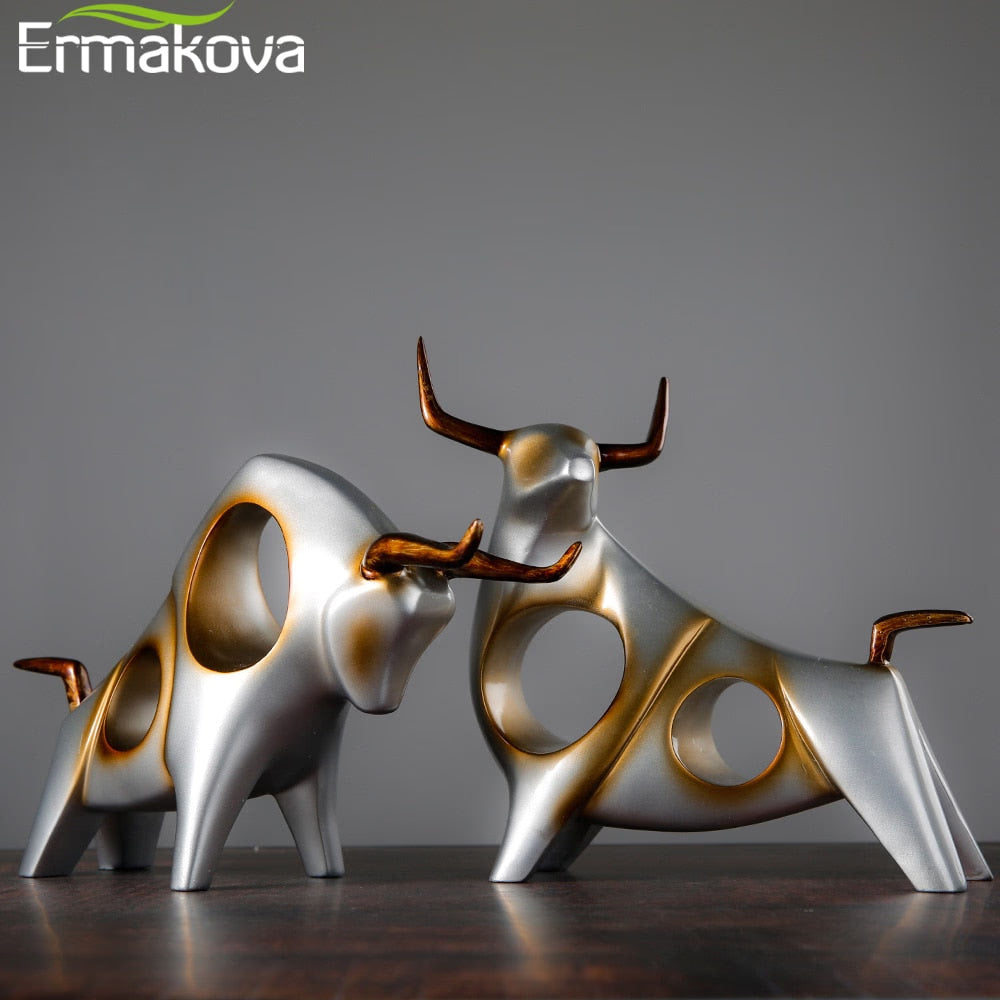 Cattle Statue Ox Home Decor Living Room Bull Sculpture Wine TV Cabinet Ornament Crafts Abstract Animal Figurine acacuss
