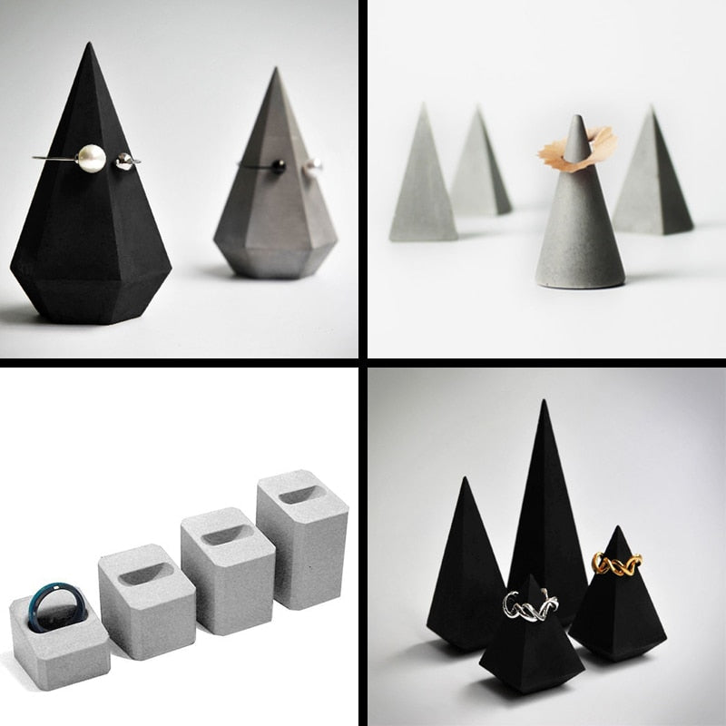 Cement concrete ring holders ornaments simple retro retro jewelry display jewelry stores silicone mold acacuss