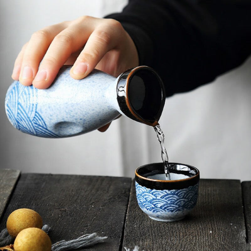 Ceramic 25ml Wine Cup 200ml Jug Classical Charm Spirits 1 Pot 4 Cups Wine Set Sake Wine Dispenser Vodka Gift Bar Home Flask acacuss