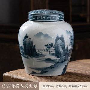 Ceramic Airtight Jar Tea Box Tea Caddy Moisture-proof Storage Tank Tea Container Storage Bottle Tea Organizer Candy Jar Tea Cans acacuss
