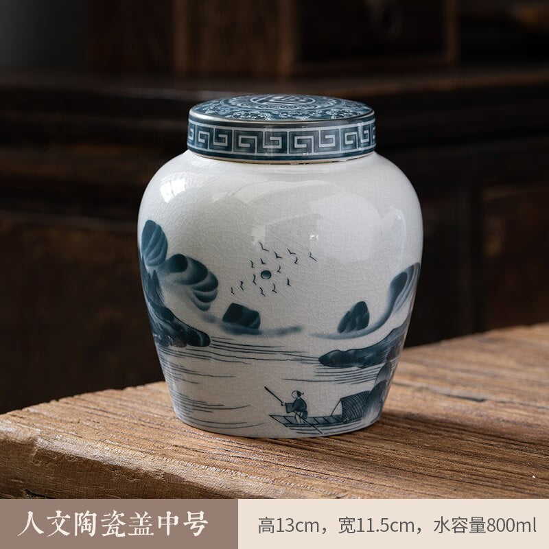 Ceramic Airtight Jar Tea Box Tea Caddy Moisture-proof Storage Tank Tea Container Storage Bottle Tea Organizer Candy Jar Tea Cans acacuss