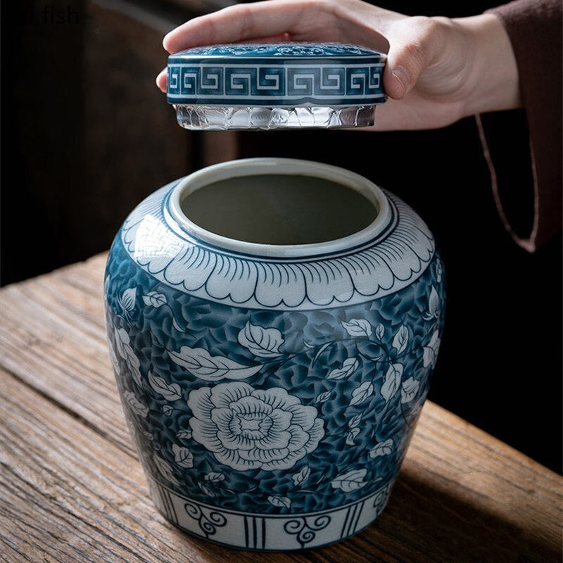 Ceramic Airtight Jar Tea Box Tea Caddy Moisture-proof Storage Tank Tea Container Storage Bottle Tea Organizer Candy Jar Tea Cans acacuss